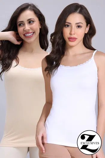 Buy Zivame Knit Cotton Camisole (Pack of 2) - Multicolor